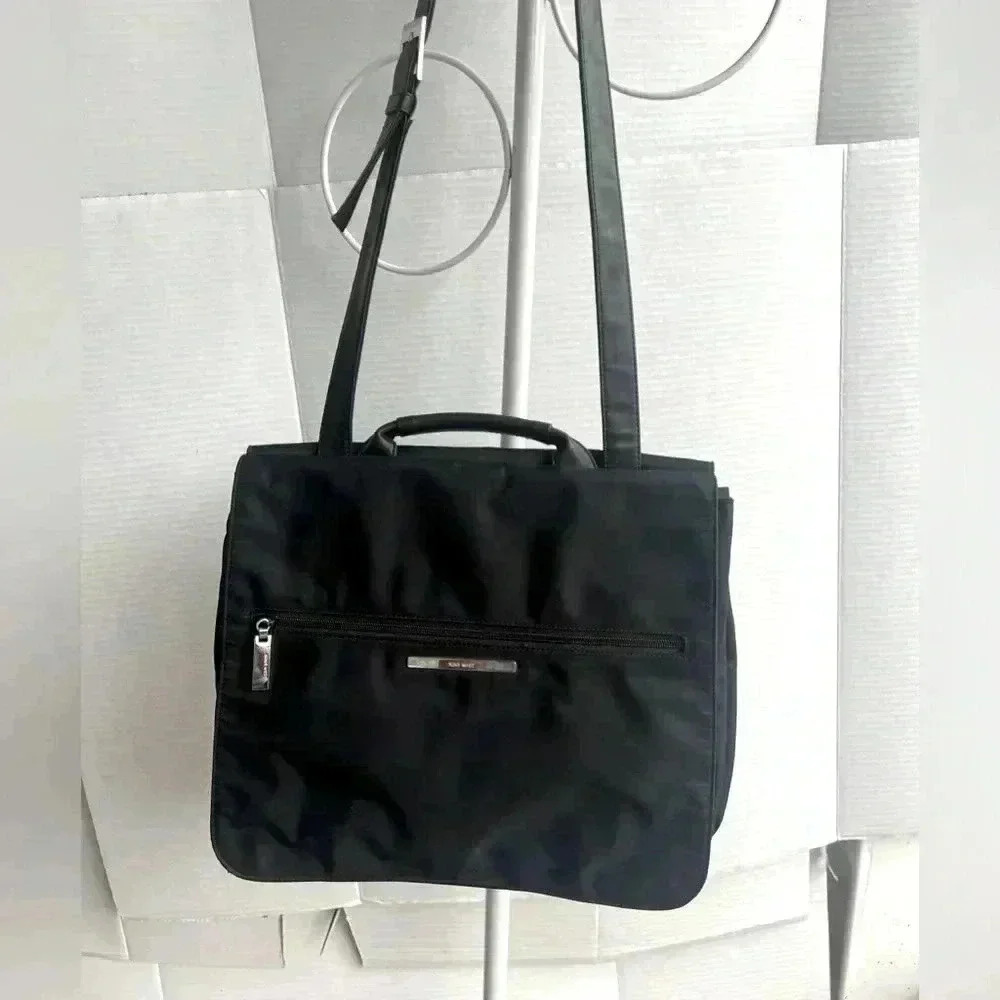 Nine West Black Tote Bag Handbag Purse Laptop Bag Black shoulder strap. - Picture 2 of 11